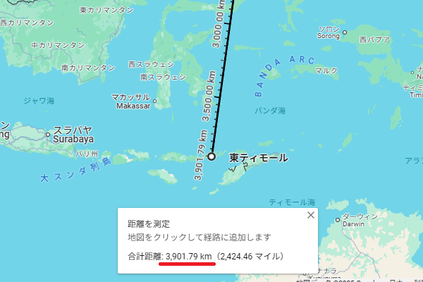 沖縄とレウォトビ火山の距離